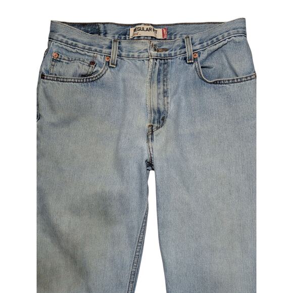 Levi’s 505 Regular Fit Jeans Light Wash Men’s 34x36 Straight Leg Distressed Fade - Picture 2 of 15
